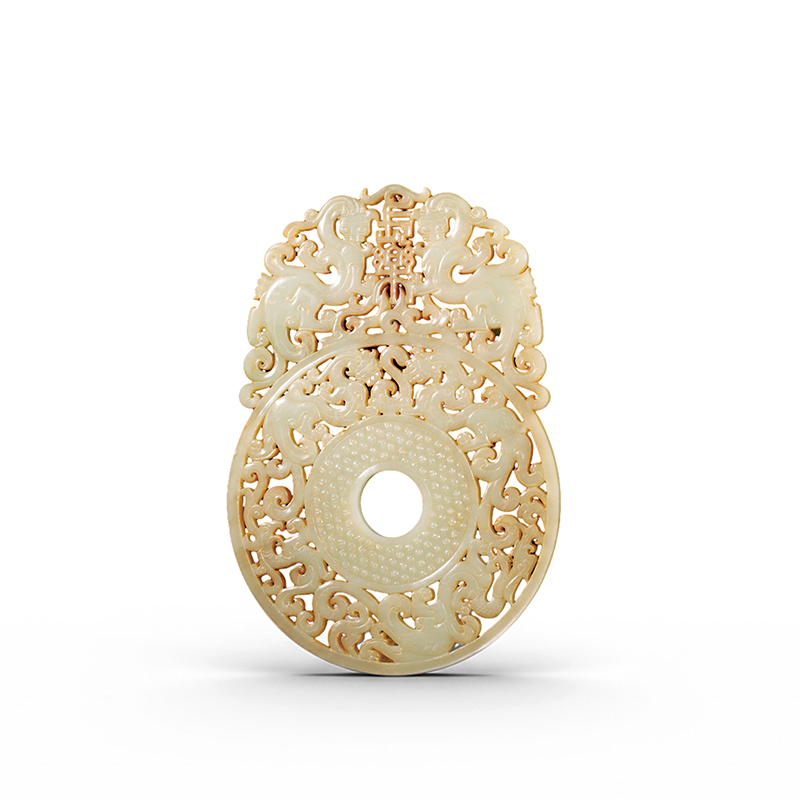 漢 螭龍紋長樂出廓玉璧