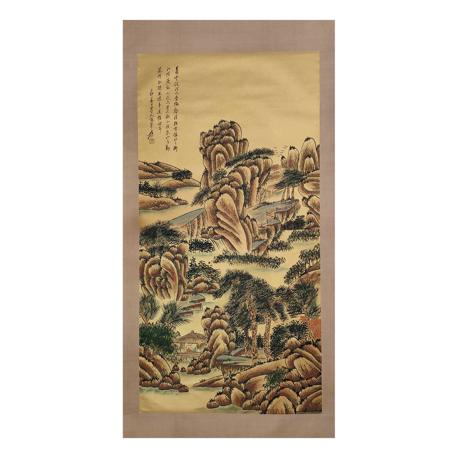 張大千金紙山水畫