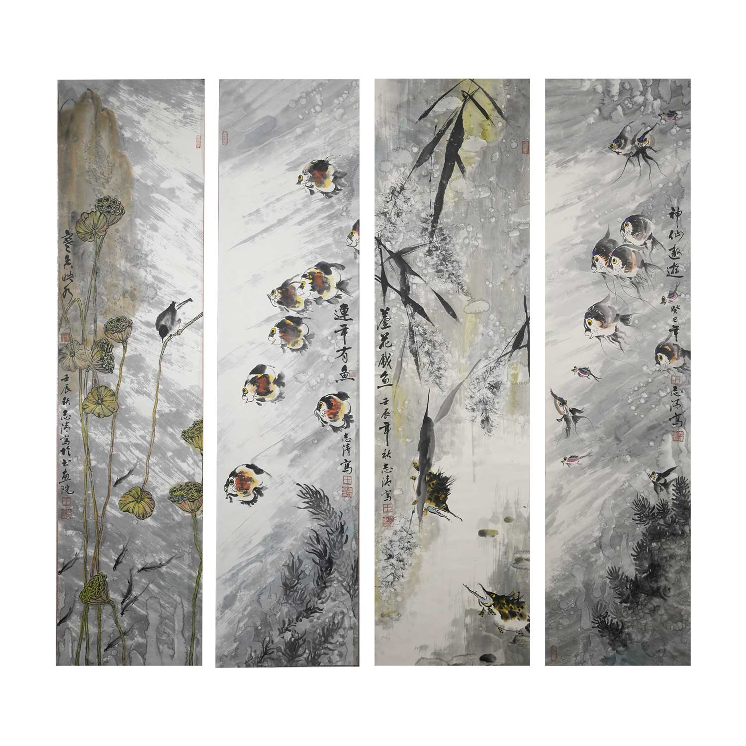 王志清《神仙遨遊》四條屏